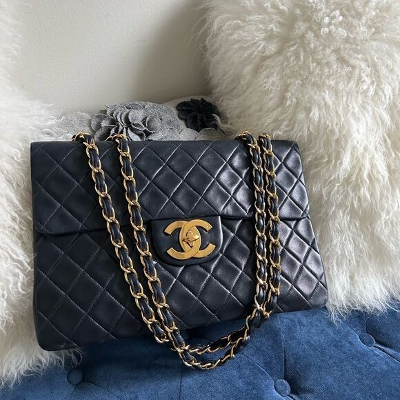 Chanel Timeless Deco Black Leather Bag XL - Picture 1 of 8